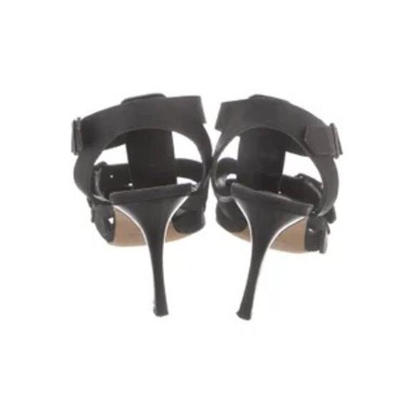 Manolo Blahnik Leather Gladiator Sandals Stiletto Heels Black 40.5 Multistrap - Picture 4 of 14